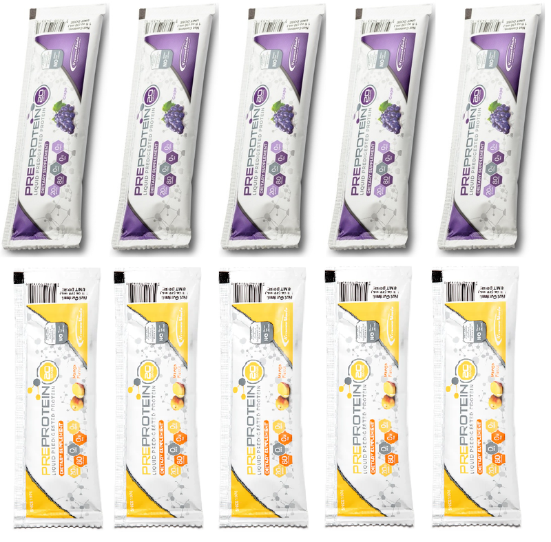 Pre-Protein® 20 Liquid Predigested Protein 1oz Packet - 2 Flavor Variety Pack 