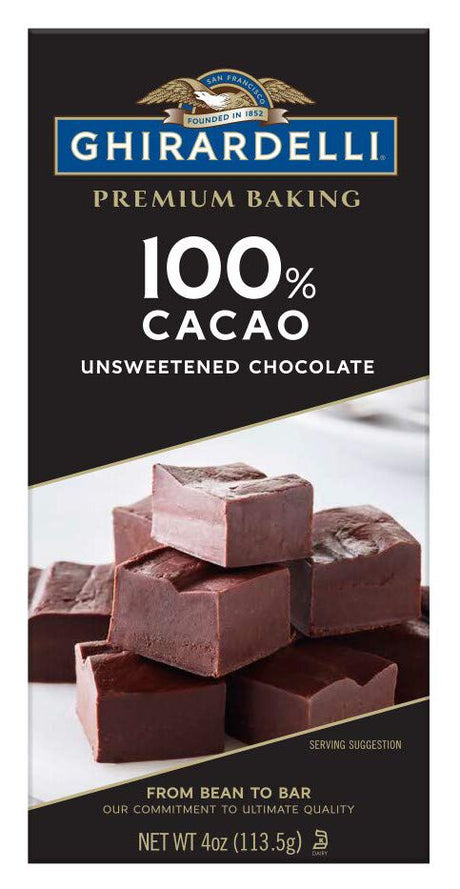 Tableta de chocolate sin azúcar 100 % cacao Ghirardelli - 4 oz.