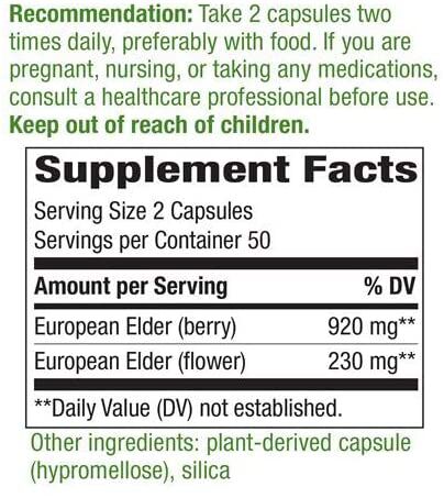 Nature's Way Black Elderberry 100 vegan capsules 