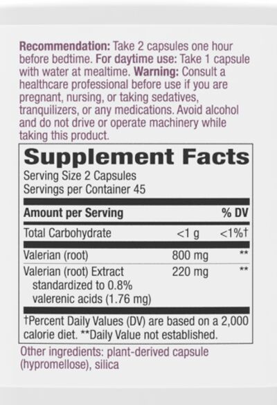 Nature's Way Valerian Extract, Standardized 90 vegan capsules 