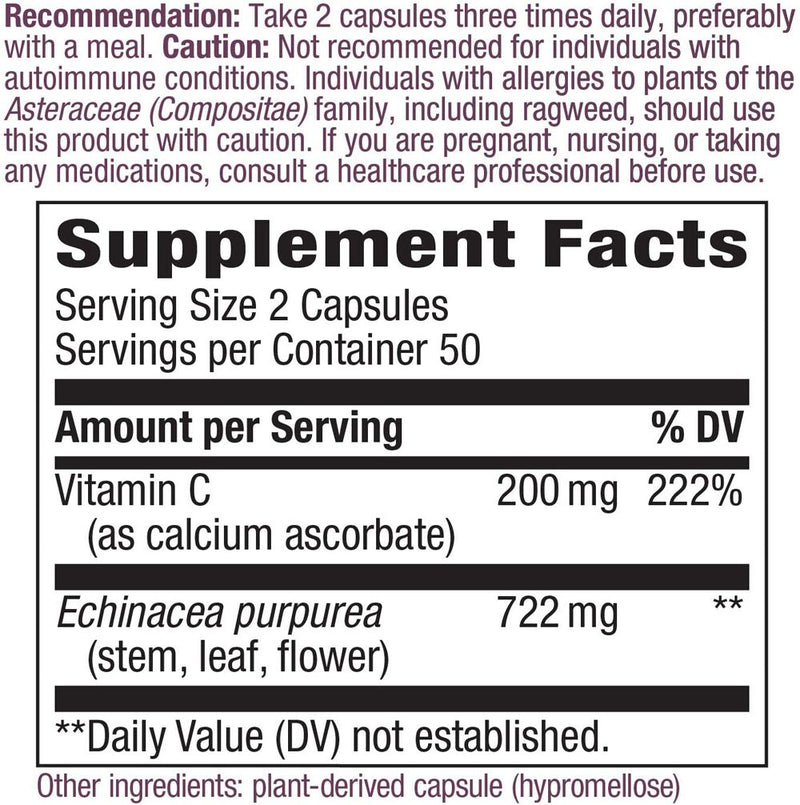 Nature's Way Echinacea & Vitamin C 100 vegan capsules 