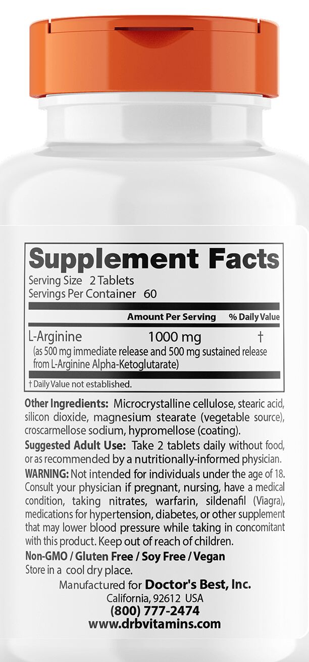 Doctor's Best L-Arginine 120 bilayer tablets 