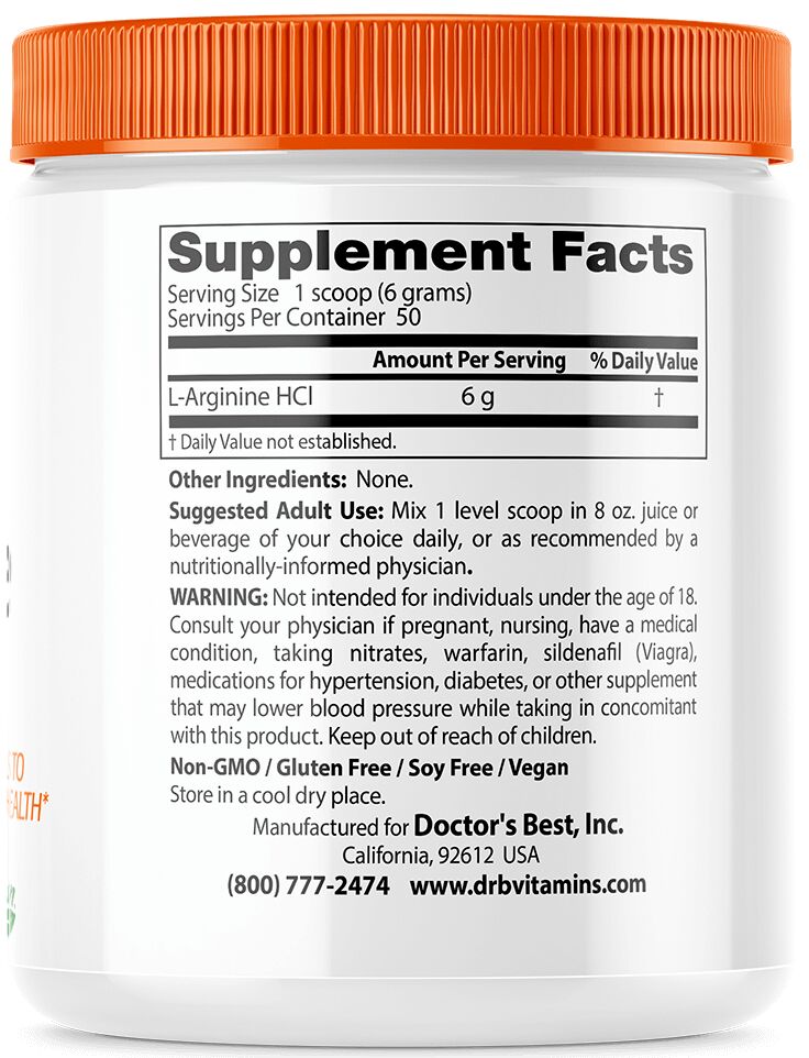 Doctor's Best L-Arginine Powder 300 grams by Doctor's Best - Exclusive Offer at $17.99 on Netrition Doctor's Best L-Arginine Powder 300 grams by Doctor's Best - Exclusive Offer at $17.99 on Netrition