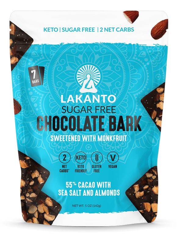 Lakanto Sugar Free, Monkfruit Sweetened Chocolate Bark with Salted Almonds 5 oz 