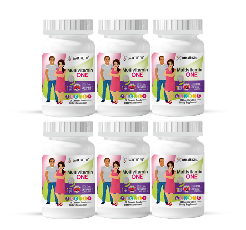 BariatricPal Multivitamin ONE "1 per Day!" Bariatric Multivitamin Chewable & IRON-FREE - Mixed Berry (NEW!) 