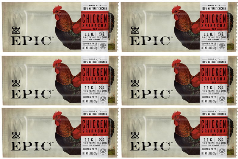 Epic Chicken Sriracha Protein Bar, 1.3 oz (CLEARANCE: best by February 24, 2023) 