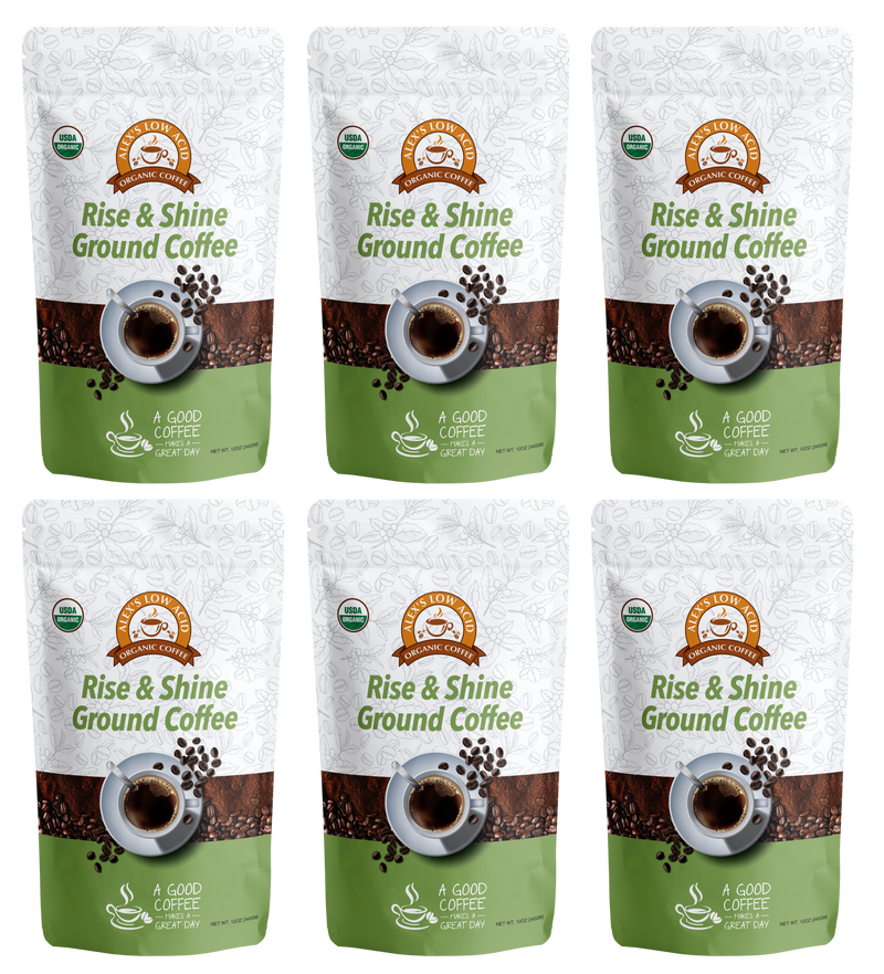 Alex's Low Acid Organic Coffee™ - Rise and Shine Fresh Ground (12oz) 