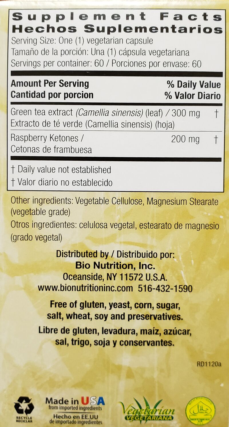 Bio Nutrition Inc Raspberry Ketone Diet 60 veggie caps 