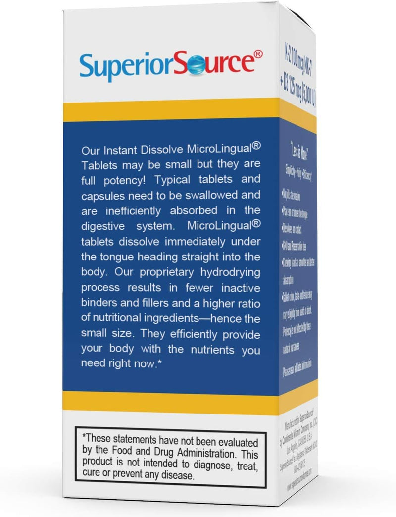 Superior Source Vitamin K2 100 MCG (MK-7) with Vitamin D3 5000 IU MicroLingual® Instant Dissolve Tablets 