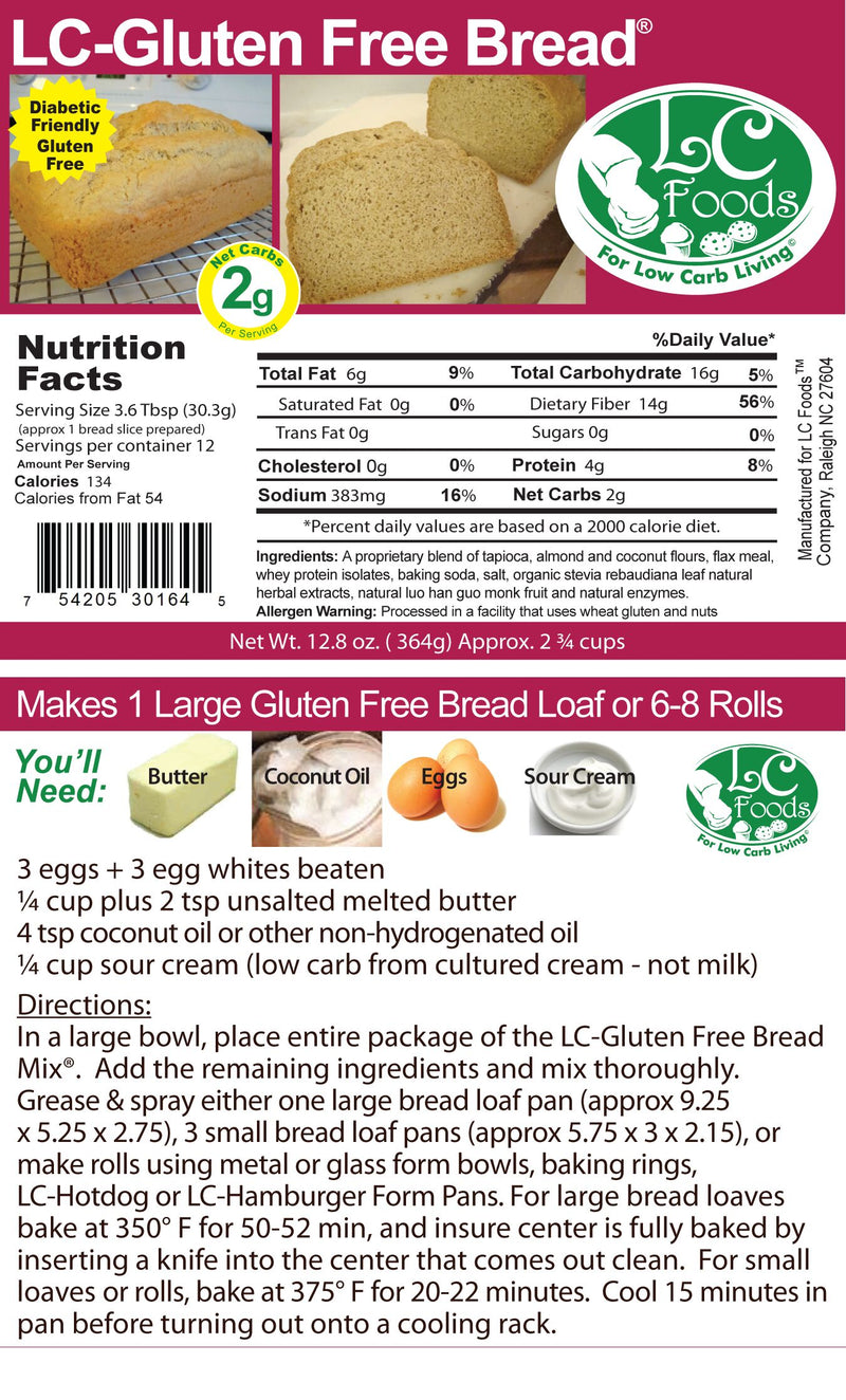 LC Foods Gluten Free White Bread Mix 12.8oz. 
