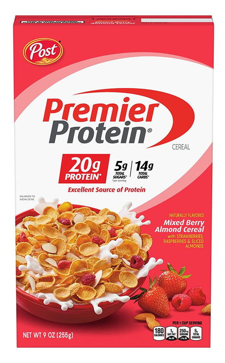 Cereal Premier Protein - Almendra con frutos rojos / 9 oz