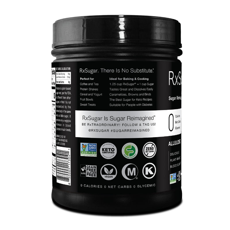 RxSugar 1 Pound Canister (1 lb) - 0 Calories. 0 Net Carbs. 0 Glycemic 