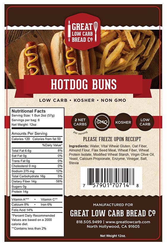 Great Low Carb Bread Company Hot Dog Buns 12 oz. 