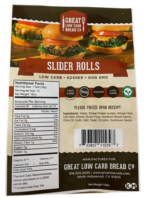 Great Low Carb Bread Company Slider Rolls 12 oz. 