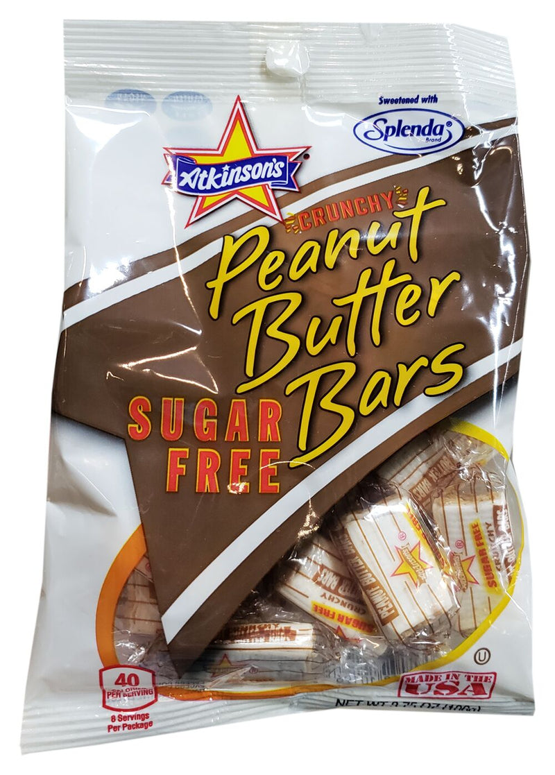 Atkinson's Sugar Free Peanut Butter Bars Candy 3.75 oz. bag