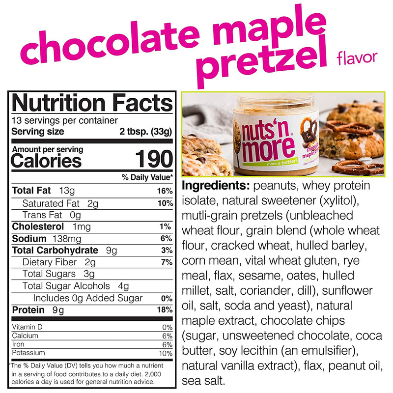 Nuts 'n More Protein Peanut Spread, Chocolate Maple Pretzel 16 oz. 