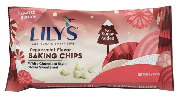 Lily's Sweets Peppermint Flavor White Chocolate Style Baking Chips, No Sugar Added 9 oz. 