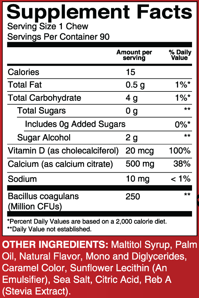 BariatricPal Sugar-Free Calcium Citrate Soft Chews 500mg with Probiotics - Caramel Apple 