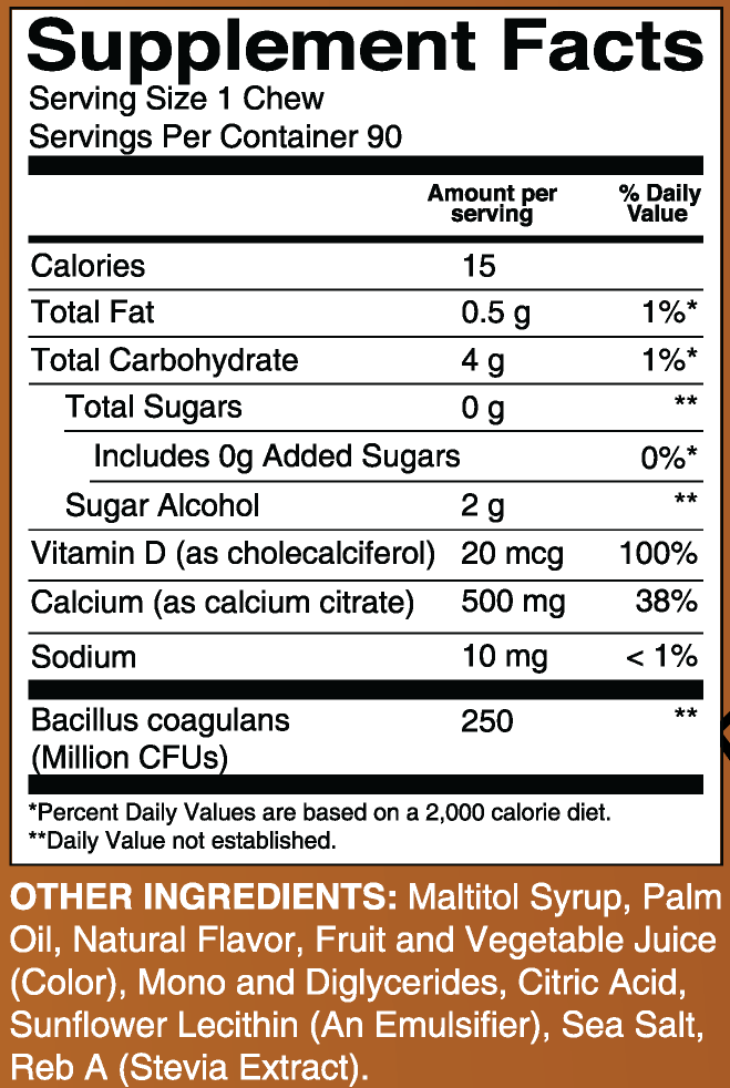 BariatricPal Sugar-Free Calcium Citrate Soft Chews 500mg with Probiotics - Piña Colada 
