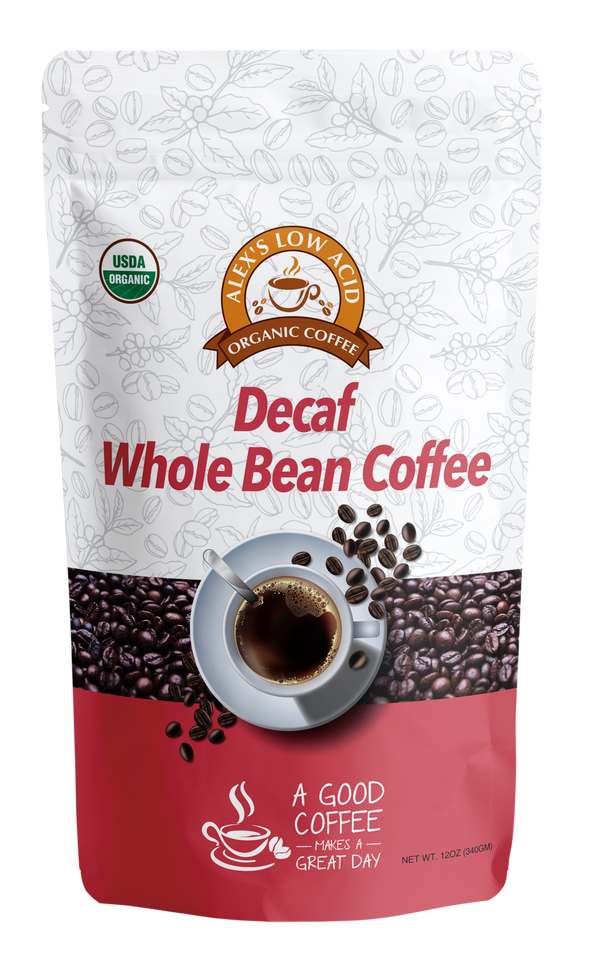 Alex's Low Acid Organic Coffee™ - Decaf Whole Bean (12oz) 