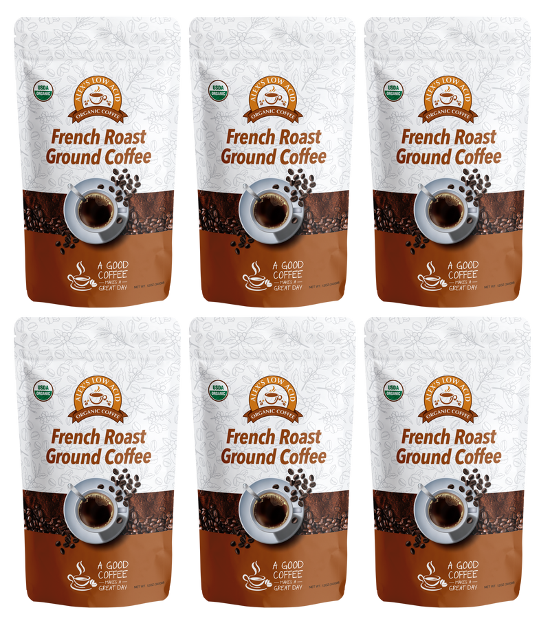 Alex's Low Acid Organic Coffee™ - French Roast Fresh Ground (12oz) 