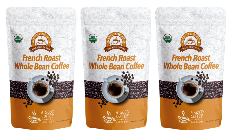Alex's Low Acid Organic Coffee™ - French Roast Whole Bean (12oz) 
