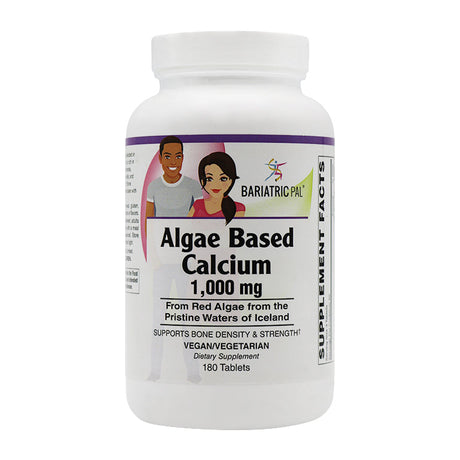 Comprimés de Calcium à Base d'Algues 1 000 mg avec Magnésium, D3 et K2 par BariatricPal - Approuvé Végétalien ! - 180 Comprimés
