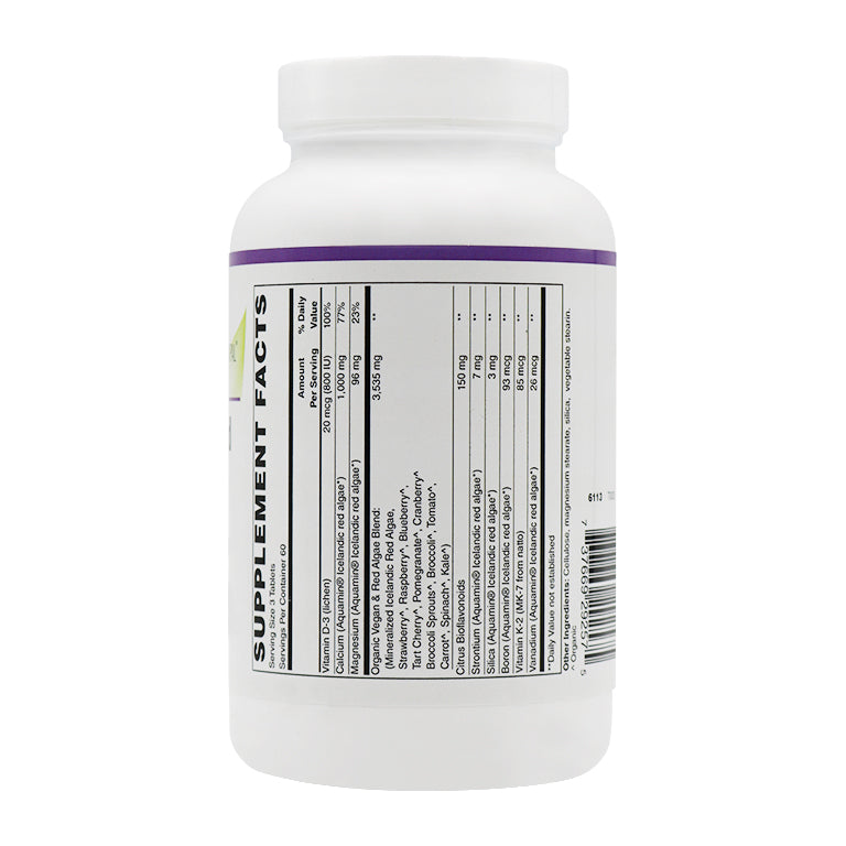 Algae Based Calcium 1,000mg Tablets with Magnesium, D3 and K2 by BariatricPal - Vegan Approved! 