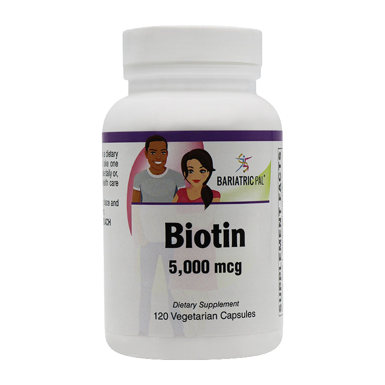 Biotin 5,000 mcg Easy Swallow Vegetarian Capsules (USP-Grade!) by BariatricPal 