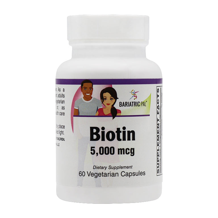 Biotin 5,000 mcg Easy Swallow Vegetarian Capsules (USP-Grade!) by BariatricPal 