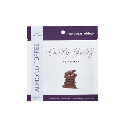 Curly Girlz Candy No Sugar Added Almond Toffee - Milk Chocolate 