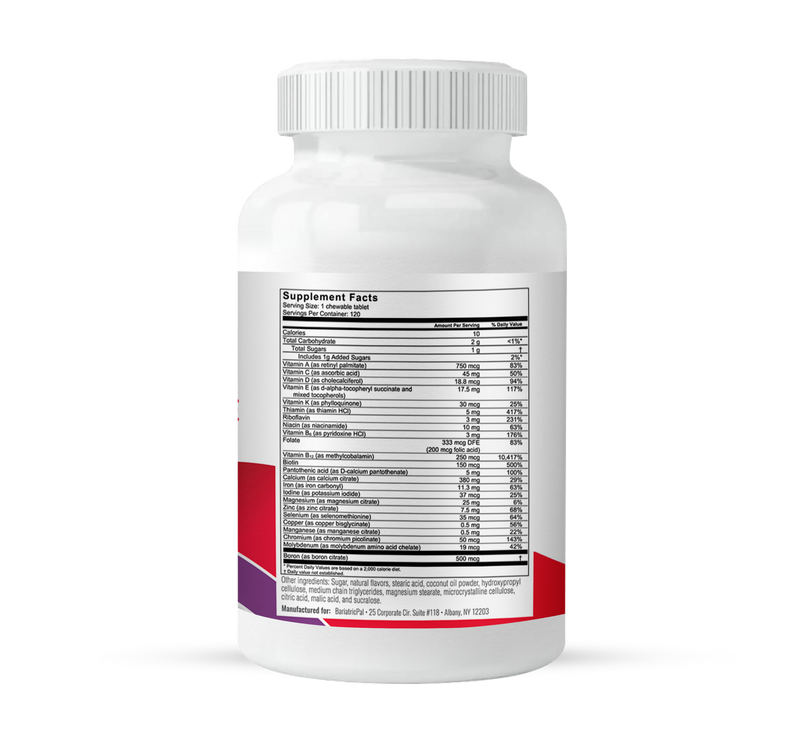 BariatricPal "ALL-IN-ONE" Chewable Multivitamin with Calcium Citrate & Iron - Mixed Berry (NEW!) 