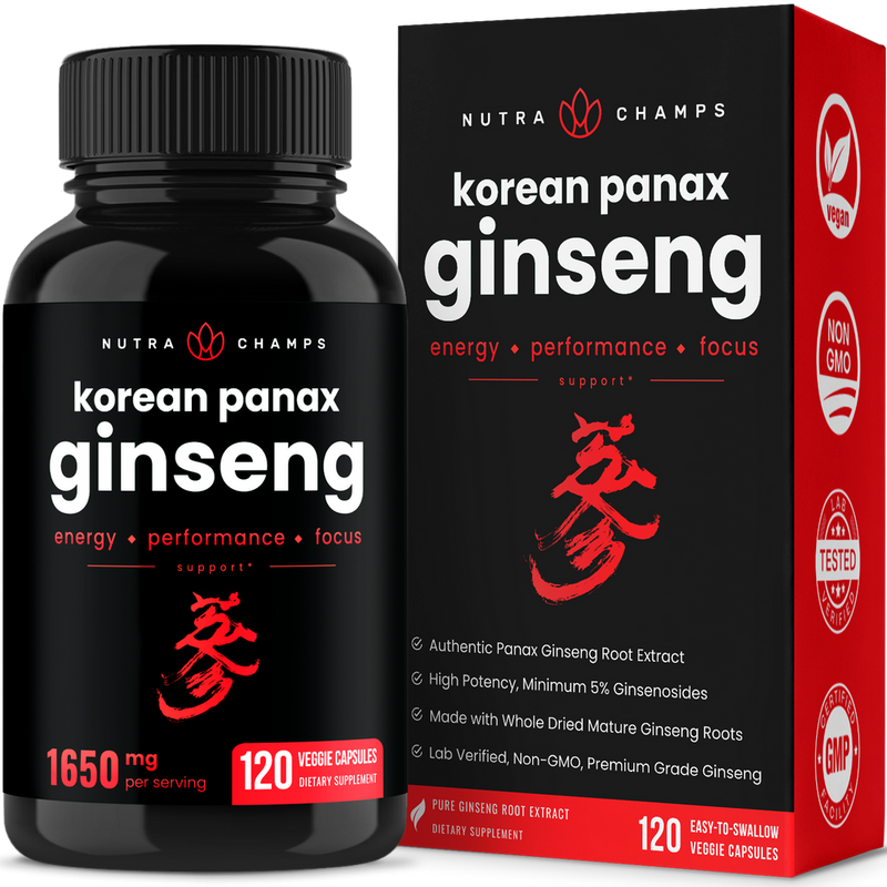 Korean Red Panax Ginseng Capsules by NutraChamps 