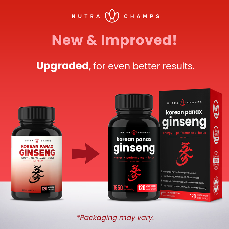 Korean Red Panax Ginseng Capsules by NutraChamps 