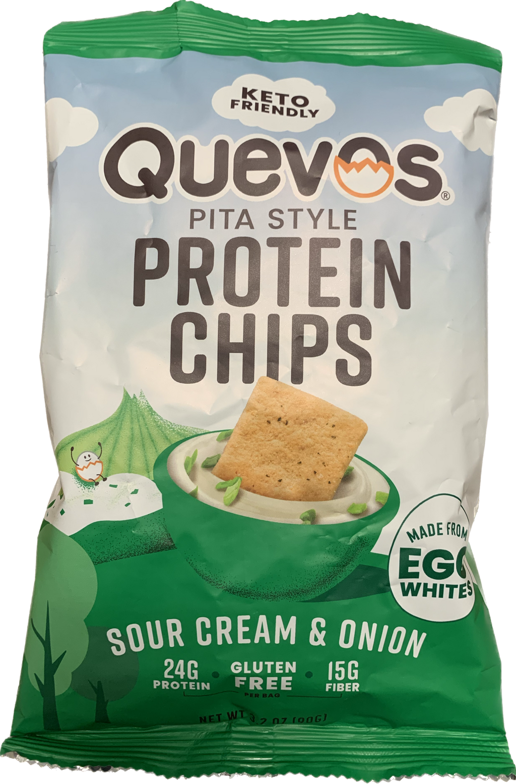 Quevos Keto Friendly Pita Style Protein Chips 3.2 oz