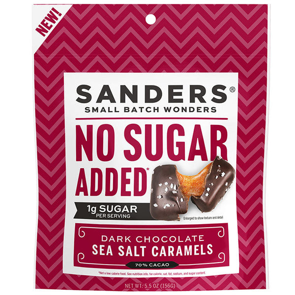 Sanders No Sugar Added Dark Chocolate Sea Salt Caramels, 5.5 oz 