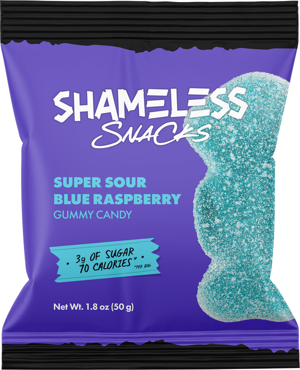 Gummy Candy by Shameless Snacks - Super Sour Blue Raspberry 