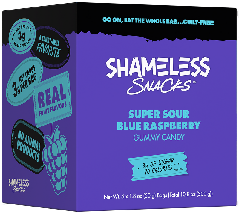 Very Sour Blue Raspberry Candy Gummy Candy by Shameless Snacks - Super Sour Blue Raspberry