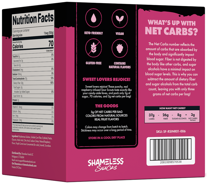 Gummy Candy by Shameless Snacks - Red Raspberry Sour Scouts 