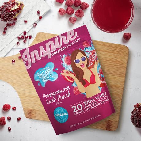 Inspire Gluten Free Pomegranate Razz Punch Proteína en Polvo de Bariatric Eating - 20 raciones / Un paquete