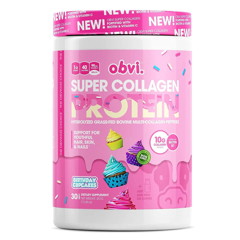 Super Collagen Protein Powder by Obvi - Birthday Cupcakes 