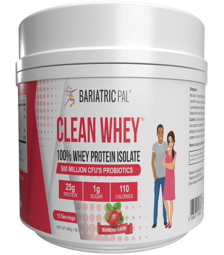 Clean Whey™ Protein (25g) by BariatricPal with Probiotics - Strawberry (15 Servings) 