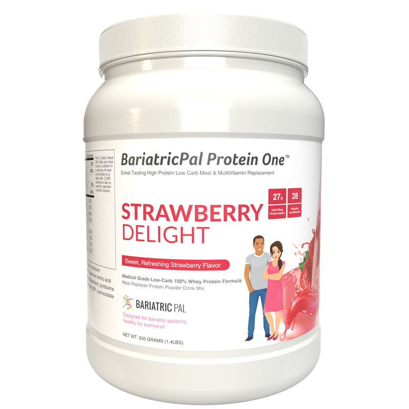 Protein ONE™ Complete Meal Replacement with Multivitamin, Calcium & Iron by BariatricPal - Strawberry Delight (15 Serving Tub) 