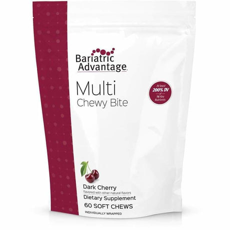 Bariatric Advantage Multivitamin Chewy Bites, 60 Soft Chews - Dark Cherry