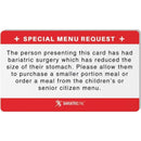 Bariatric Patient Restaurant Special Menu Request Card 2.0 