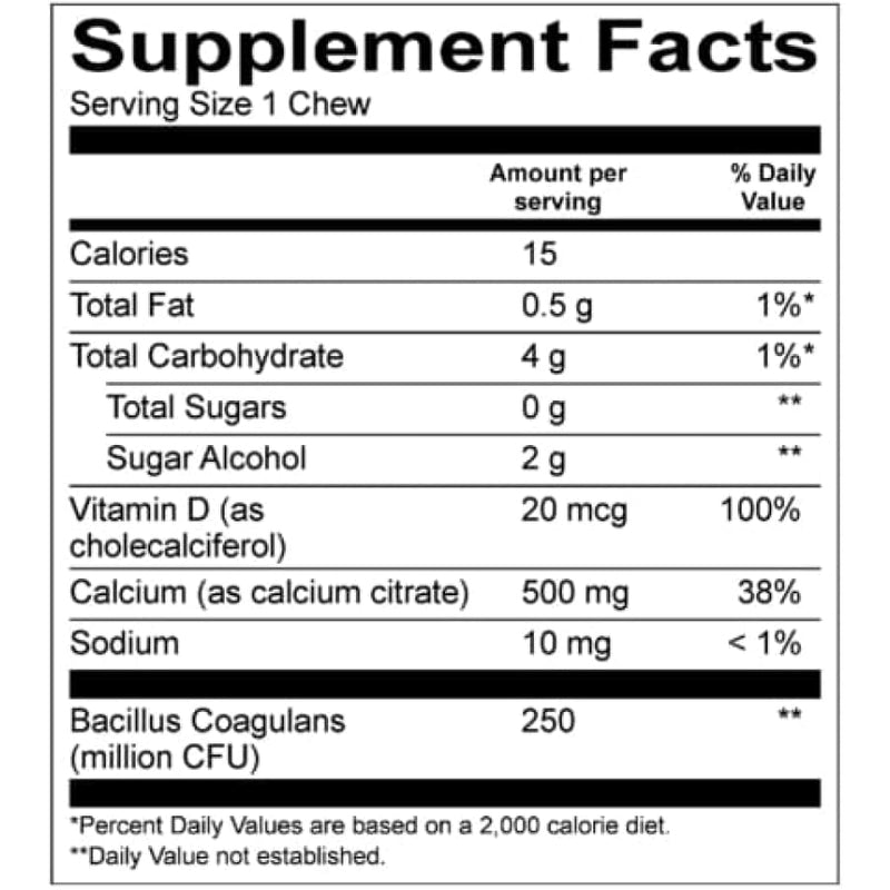 BariatricPal Sugar-Free Calcium Citrate Soft Chews 500mg with Probiotics - Chocolate Mint 