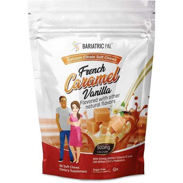 BariatricPal Sugar-Free Calcium Citrate Soft Chews 500mg with Probiotics - French Vanilla Caramel 