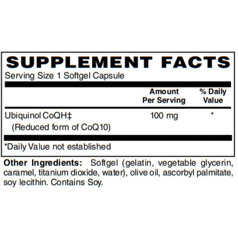 Ubiquinol CoQH Reduced Form of CoQ10 for Enhanced Absorption 100mg - Easy Swallow Softgels by BariatricPal 