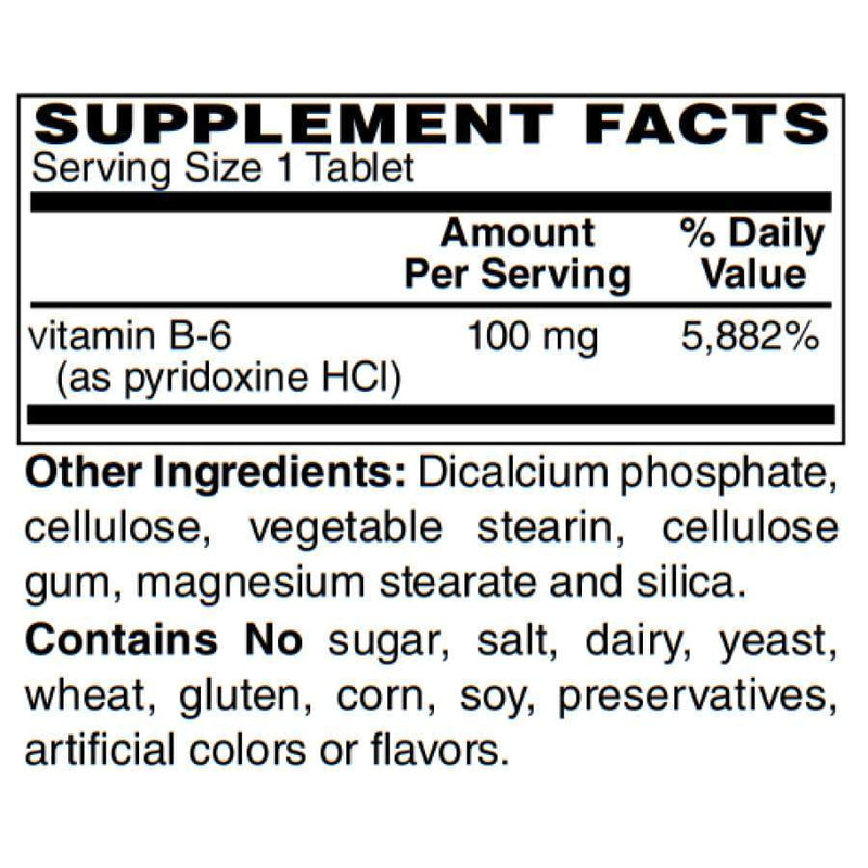 Vitamin B-6 100mcg Vegetarian Tablets (100) by BariatricPal 
