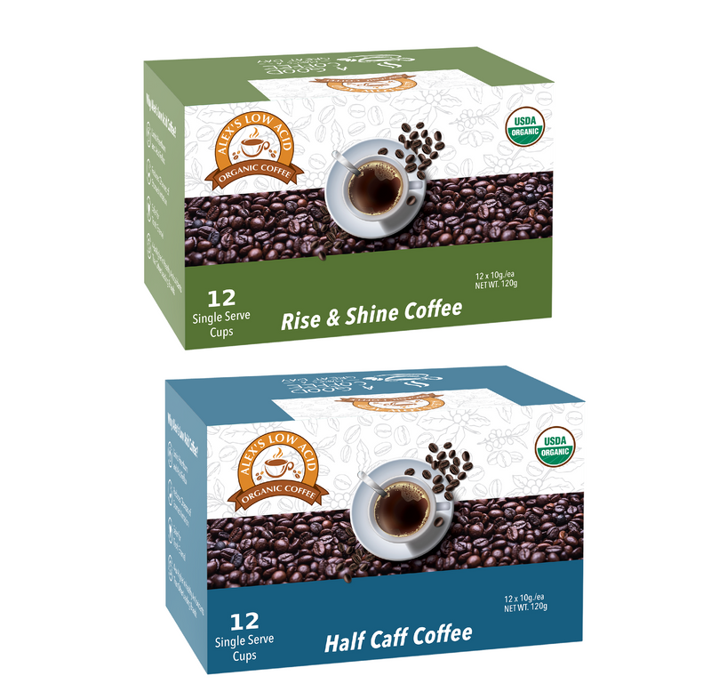 Alex's Low Acid Organic Coffee™ Breakfast + Lunch K-Cup Variety Pack 